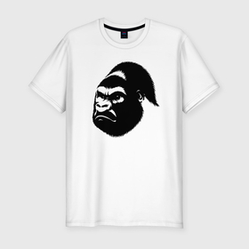 Мужская футболка хлопок Slim с принтом Голова гориллы в Кировске, 92% хлопок, 8% лайкра | приталенный силуэт, круглый вырез ворота, длина до линии бедра, короткий рукав | 