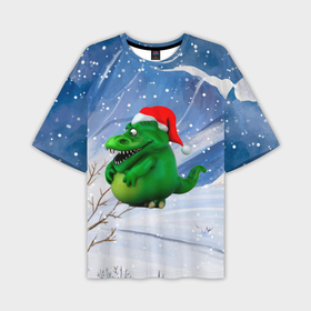 Мужская футболка oversize 3D с принтом Толстый дракон на снежном  фоне в Курске,  |  | 