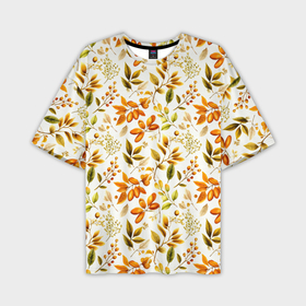 Мужская футболка oversize 3D с принтом Осенние листья и желуди в Кировске,  |  | Тематика изображения на принте: 