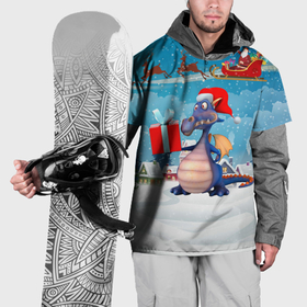 Накидка на куртку 3D с принтом Новогодний праздничный дракон в Кировске, 100% полиэстер |  | 