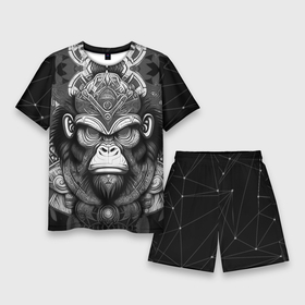 Мужской костюм с шортами 3D с принтом Кинг Конг  король обезьян на фоне созвездия ,  |  | 