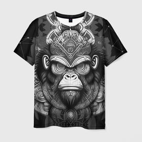 Мужская футболка 3D с принтом Кинг Конг  король обезьян на фоне созвездия , 100% полиэфир | прямой крой, круглый вырез горловины, длина до линии бедер | 