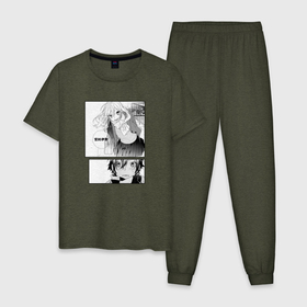 Мужская пижама хлопок с принтом Манга Хоримия в Новосибирске, 100% хлопок | брюки и футболка прямого кроя, без карманов, на брюках мягкая резинка на поясе и по низу штанин
 | Тематика изображения на принте: 
