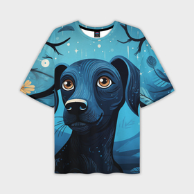 Мужская футболка oversize 3D с принтом Собака в стиле фолк арт в Кировске,  |  | 