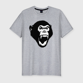 Мужская футболка хлопок Slim с принтом Шимпанзе кричит в Белгороде, 92% хлопок, 8% лайкра | приталенный силуэт, круглый вырез ворота, длина до линии бедра, короткий рукав | 
