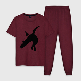 Мужская пижама хлопок с принтом Морской котик плавает , 100% хлопок | брюки и футболка прямого кроя, без карманов, на брюках мягкая резинка на поясе и по низу штанин
 | 