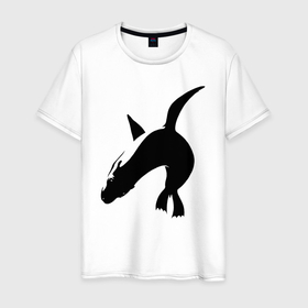 Мужская футболка хлопок с принтом Морской котик плавает в Кировске, 100% хлопок | прямой крой, круглый вырез горловины, длина до линии бедер, слегка спущенное плечо. | 