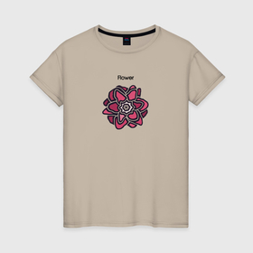 Женская футболка хлопок с принтом Стилизованный розовый цветок в Тюмени, 100% хлопок | прямой крой, круглый вырез горловины, длина до линии бедер, слегка спущенное плечо | 