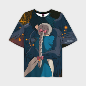 Мужская футболка oversize 3D с принтом Ходячий замок любовь Софи и Хаула в Курске,  |  | 