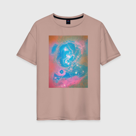 Женская футболка хлопок Oversize с принтом Космическая энергия в Тюмени, 100% хлопок | свободный крой, круглый ворот, спущенный рукав, длина до линии бедер
 | 