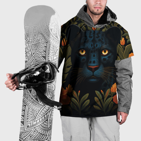 Накидка на куртку 3D с принтом Черная пантера в стиле фолк арт , 100% полиэстер |  | Тематика изображения на принте: 