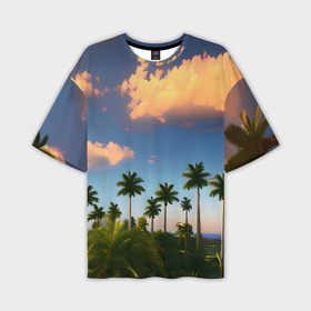 Мужская футболка oversize 3D с принтом Пальмы Гавайи ,  |  | 