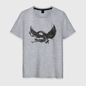 Мужская футболка хлопок с принтом Mystic dragon в Новосибирске, 100% хлопок | прямой крой, круглый вырез горловины, длина до линии бедер, слегка спущенное плечо. | 