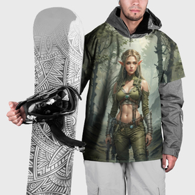 Накидка на куртку 3D с принтом Эльфийка партизанка в Кировске, 100% полиэстер |  | 