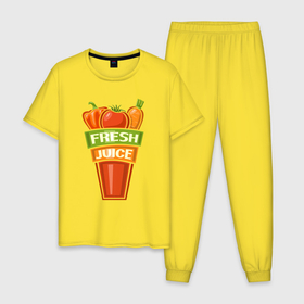 Мужская пижама хлопок с принтом Свежий овощной сок в Белгороде, 100% хлопок | брюки и футболка прямого кроя, без карманов, на брюках мягкая резинка на поясе и по низу штанин
 | 