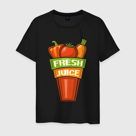 Мужская футболка хлопок с принтом Свежий овощной сок в Белгороде, 100% хлопок | прямой крой, круглый вырез горловины, длина до линии бедер, слегка спущенное плечо. | 