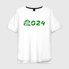 Мужская футболка хлопок Oversize с принтом Зеленый дракон 2024 деревянный в Екатеринбурге, 100% хлопок | свободный крой, круглый ворот, “спинка” длиннее передней части | Тематика изображения на принте: 