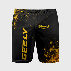 Мужские шорты спортивные с принтом Geely   gold gradient: надпись, символ ,  |  | Тематика изображения на принте: 