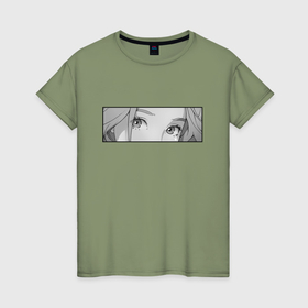 Женская футболка хлопок с принтом Аниме глаза девушки в Курске, 100% хлопок | прямой крой, круглый вырез горловины, длина до линии бедер, слегка спущенное плечо | 