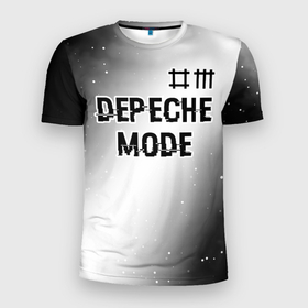 Мужская футболка 3D Slim с принтом Depeche Mode glitch на светлом фоне: символ сверху в Санкт-Петербурге, 100% полиэстер с улучшенными характеристиками | приталенный силуэт, круглая горловина, широкие плечи, сужается к линии бедра | Тематика изображения на принте: 