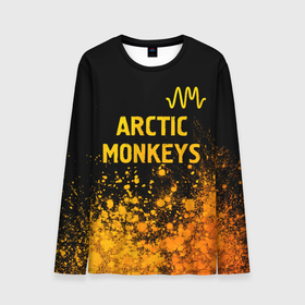 Мужской лонгслив 3D с принтом Arctic Monkeys   gold gradient: символ сверху , 100% полиэстер | длинные рукава, круглый вырез горловины, полуприлегающий силуэт | Тематика изображения на принте: 