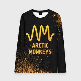 Мужской лонгслив 3D с принтом Arctic Monkeys   gold gradient , 100% полиэстер | длинные рукава, круглый вырез горловины, полуприлегающий силуэт | 