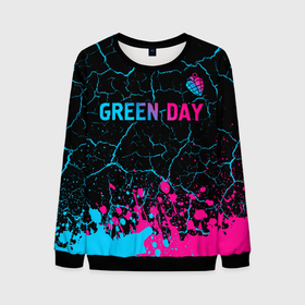 Мужской свитшот 3D с принтом Green Day   neon gradient: символ сверху в Курске, 100% полиэстер с мягким внутренним слоем | круглый вырез горловины, мягкая резинка на манжетах и поясе, свободная посадка по фигуре | Тематика изображения на принте: 