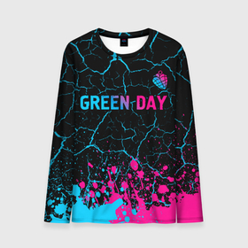 Мужской лонгслив 3D с принтом Green Day   neon gradient: символ сверху в Кировске, 100% полиэстер | длинные рукава, круглый вырез горловины, полуприлегающий силуэт | Тематика изображения на принте: 