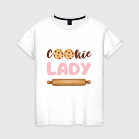 Женская футболка хлопок с принтом Леди печенька в Курске, 100% хлопок | прямой крой, круглый вырез горловины, длина до линии бедер, слегка спущенное плечо | 