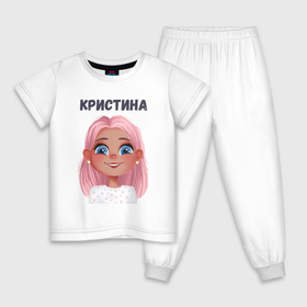 Детская пижама хлопок с принтом Кристина   девочка с улыбкой в Петрозаводске, 100% хлопок |  брюки и футболка прямого кроя, без карманов, на брюках мягкая резинка на поясе и по низу штанин
 | 