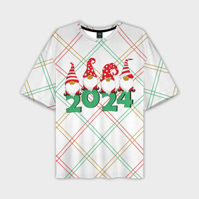 Мужская футболка oversize 3D с принтом Новогодние гномы 2024 в Кировске,  |  | Тематика изображения на принте: 