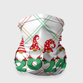Бандана-труба 3D с принтом Новогодние гномы 2024 в Новосибирске, 100% полиэстер, ткань с особыми свойствами — Activecool | плотность 150‒180 г/м2; хорошо тянется, но сохраняет форму | Тематика изображения на принте: 