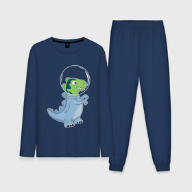 Мужская пижама с лонгсливом хлопок с принтом Динозавр космонавт в скафандре ,  |  | 