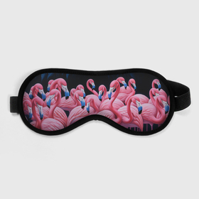 Маска для сна 3D с принтом Стая розовых фламинго в темноте в Екатеринбурге, внешний слой — 100% полиэфир, внутренний слой — 100% хлопок, между ними — поролон |  | 