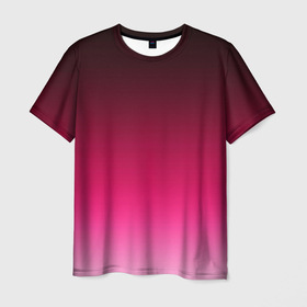Мужская футболка 3D с принтом Розово малиновый градиент в Тюмени, 100% полиэфир | прямой крой, круглый вырез горловины, длина до линии бедер | 