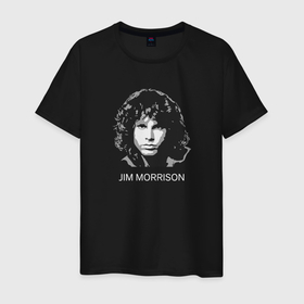 Мужская футболка хлопок с принтом Tribute to Jim Morrison one в Курске, 100% хлопок | прямой крой, круглый вырез горловины, длина до линии бедер, слегка спущенное плечо. | 