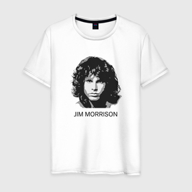 Мужская футболка хлопок с принтом Tribute to Jim Morrison two в Петрозаводске, 100% хлопок | прямой крой, круглый вырез горловины, длина до линии бедер, слегка спущенное плечо. | 
