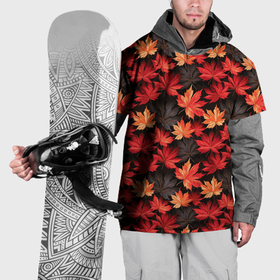 Накидка на куртку 3D с принтом Кленовые листья на темном фоне в Белгороде, 100% полиэстер |  | 
