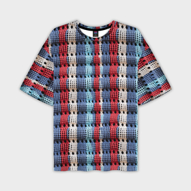 Мужская футболка oversize 3D с принтом Вязаный узор разноцветные вертикальные полосы в Санкт-Петербурге,  |  | Тематика изображения на принте: 