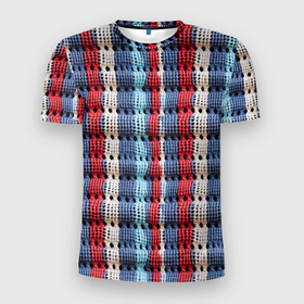 Мужская футболка 3D Slim с принтом Вязаный узор разноцветные вертикальные полосы в Санкт-Петербурге, 100% полиэстер с улучшенными характеристиками | приталенный силуэт, круглая горловина, широкие плечи, сужается к линии бедра | Тематика изображения на принте: 