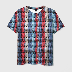 Мужская футболка 3D с принтом Вязаный узор разноцветные вертикальные полосы в Белгороде, 100% полиэфир | прямой крой, круглый вырез горловины, длина до линии бедер | 