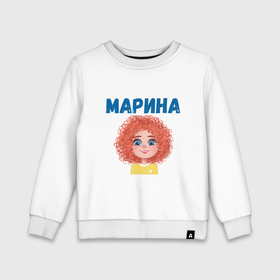 Детский свитшот хлопок с принтом Марина   девочка кудряшка в Новосибирске, 100% хлопок | круглый вырез горловины, эластичные манжеты, пояс и воротник | 