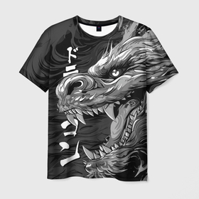 Мужская футболка 3D с принтом Черный дракон hyper beast в Кировске, 100% полиэфир | прямой крой, круглый вырез горловины, длина до линии бедер | 