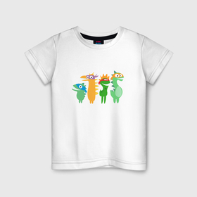 Детская футболка хлопок с принтом Детские динозаврики ниндзя в Белгороде, 100% хлопок | круглый вырез горловины, полуприлегающий силуэт, длина до линии бедер | 