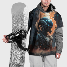 Накидка на куртку 3D с принтом Ксеноморф в скафандре в Петрозаводске, 100% полиэстер |  | Тематика изображения на принте: 