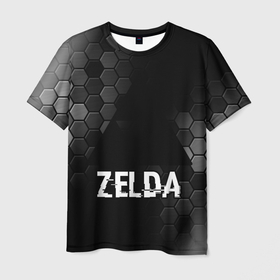 Мужская футболка 3D с принтом Zelda glitch на темном фоне в Курске, 100% полиэфир | прямой крой, круглый вырез горловины, длина до линии бедер | 
