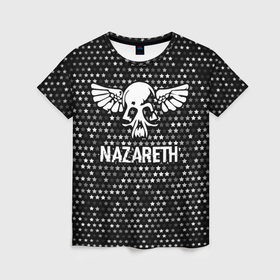 Женская футболка 3D с принтом Nazareth glitch на темном фоне , 100% полиэфир ( синтетическое хлопкоподобное полотно) | прямой крой, круглый вырез горловины, длина до линии бедер | 
