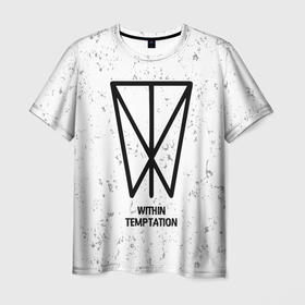 Мужская футболка 3D с принтом Within Temptation glitch на светлом фоне в Екатеринбурге, 100% полиэфир | прямой крой, круглый вырез горловины, длина до линии бедер | 