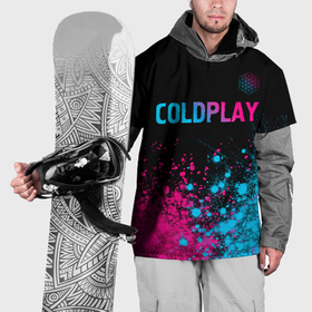 Накидка на куртку 3D с принтом Coldplay   neon gradient: символ сверху в Белгороде, 100% полиэстер |  | 