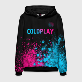 Мужская толстовка 3D с принтом Coldplay   neon gradient: символ сверху , 100% полиэстер | двухслойный капюшон со шнурком для регулировки, мягкие манжеты на рукавах и по низу толстовки, спереди карман-кенгуру с мягким внутренним слоем. | 